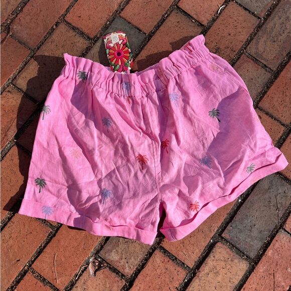 Anthropologie FARM Rio Palm Tree Embroidered Linen Shorts NWT - Picture 8 of 9